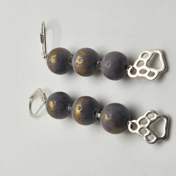 Handmade Jewelry - Elegant Silver and Gold Beaded Earrings